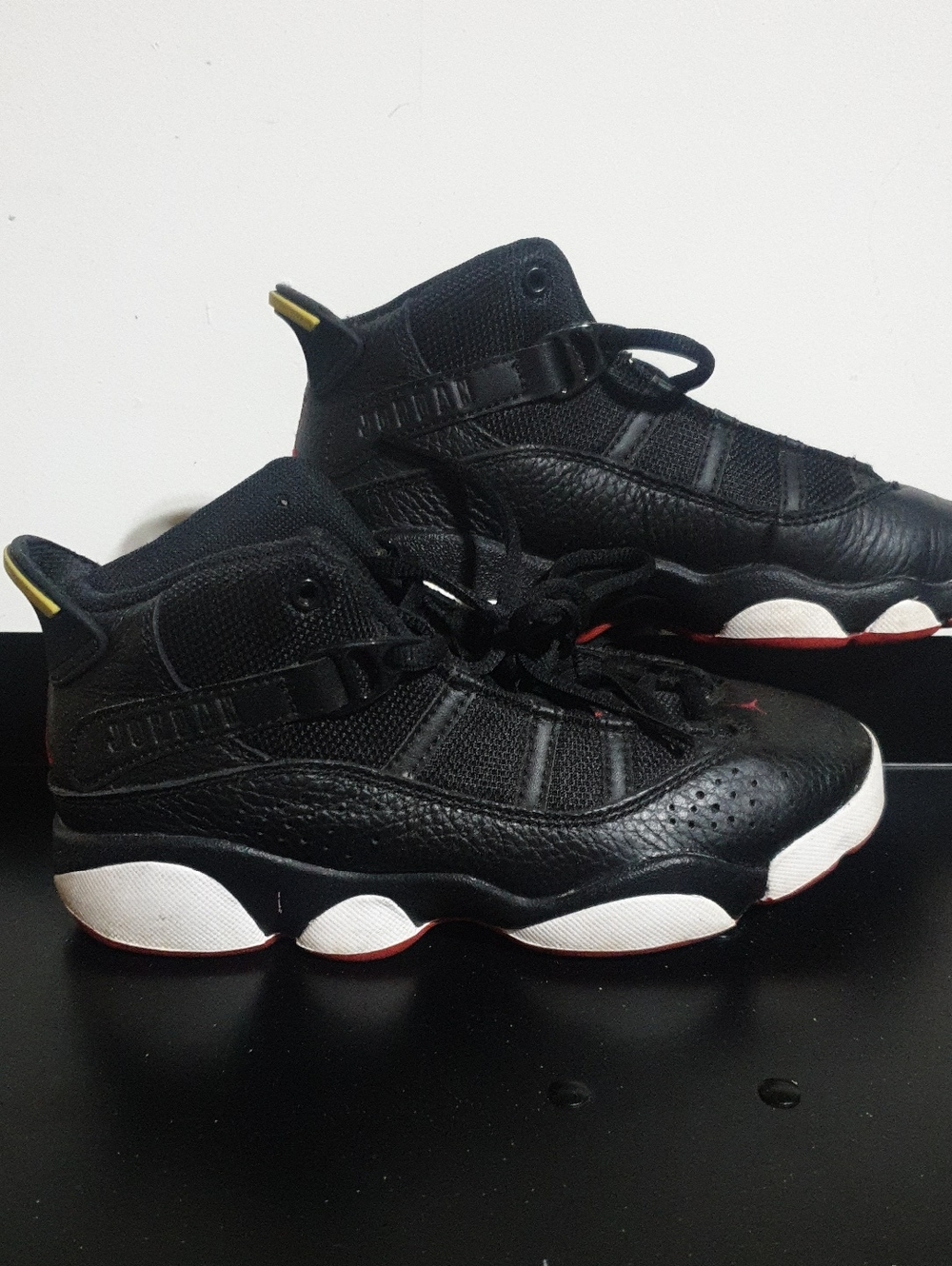 Jordan Kids Black Sneakers with White and Red Accents